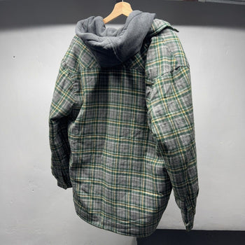 2000s Faded Hooded Flannel Zip Up Jacket