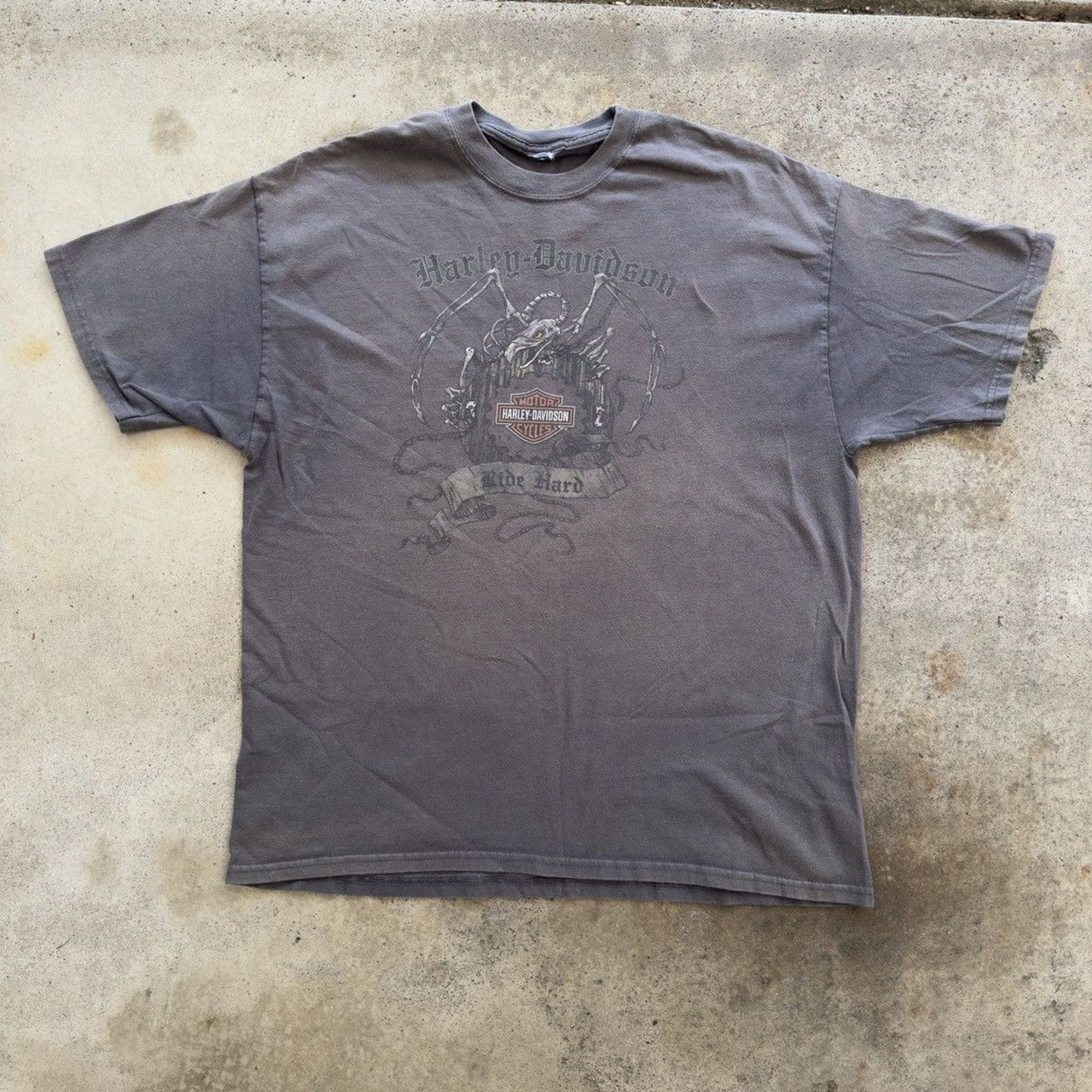 2000S HARLEY DAVIDSON FADED DRAGON LOGO TEE