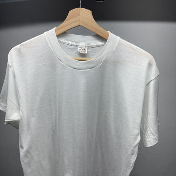 1980s Paper Thin Blank White Single Stitch Tee
