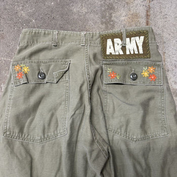 1980s OG 107 REWORKED STITCHED EMBROIDERED CANVAS PANTS