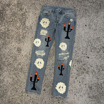 Denim Tears Virgil Abloh Embroidered Levi's 501 Jeans
