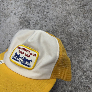 1970s Levi's Yellow Logo White Tab Trucker Hat