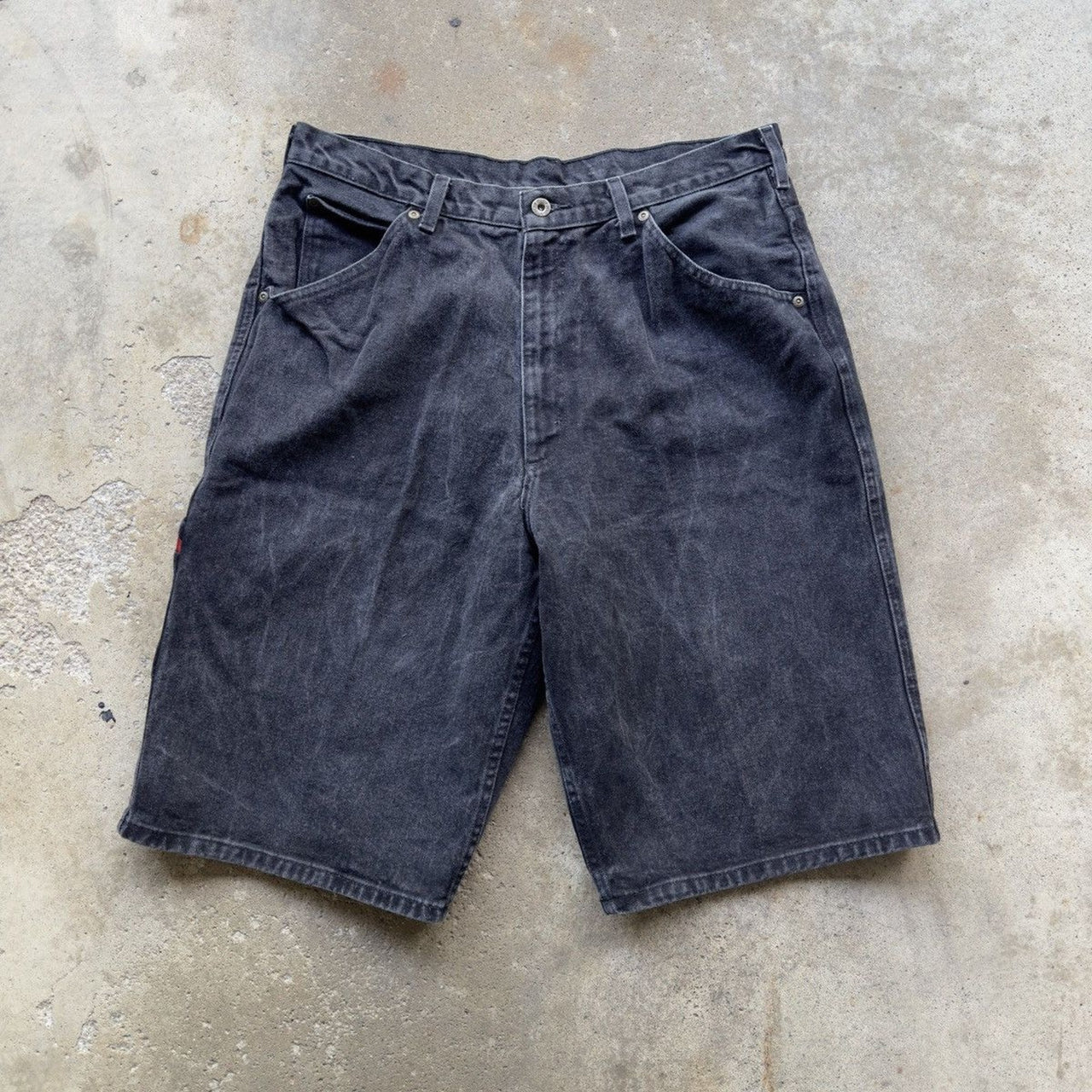 2000S POLO RALPH LAUREN BLACK FADED DENIM CARPENTER SHORTS JORTS