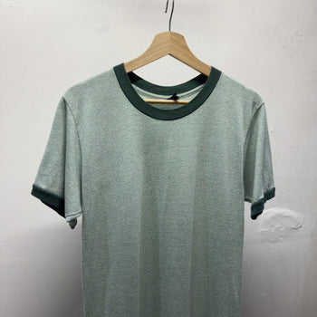 Vintage 1970s Made in USA Paper Thin Soft Heather Green Ringer Tee