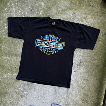 1990s HARLEY DAVIDSON CHROME BIG LOGO TEE OVERSIZED