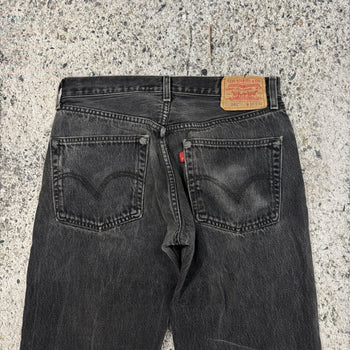 1990s LEVI'S 501 BLACK FADED THRASHED DENIM JEANS