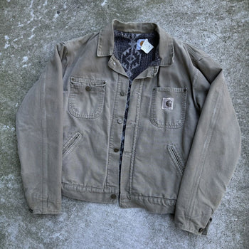 1990S CARHARTT AZTEC LINED  TRUCKER CHORE COAT JACKET