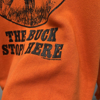 Vintage 1980s Faded Distressed The Buck Stops Here Gun Sweatshirt