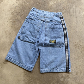 2000S Y2K IOU BAGGY TRACK DENIM SKATER JEAN SHORTS JORTS