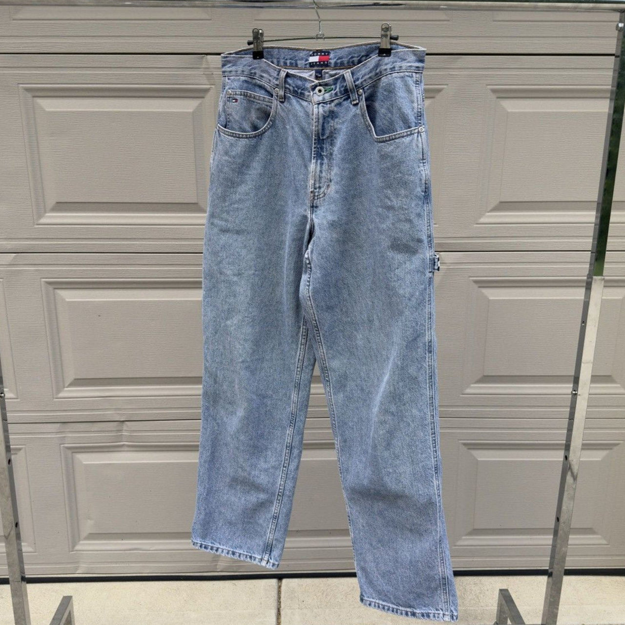 1990s/2000s Tommy Jeans Thrashed Faded Distressed Work Jeans