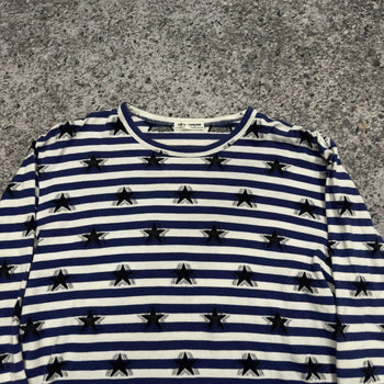 Comme des Garçons Japan Blue White Striped Star Longsleeve