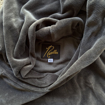 NEEDLES CHARCOAL GREY EMBROIDERED VELOUR TRACK HOODIE