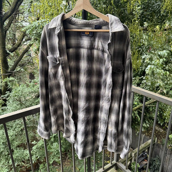 2000s Faded Shadow Plaid Flannel Shirt
