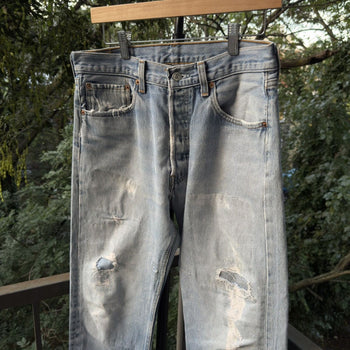 1990s Levi's 501xx Thrashed Repaired Cropped Jeans - Made in USA
