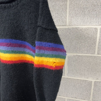 1990s Distressed Rainbow Wool Striped Knit Sweater
