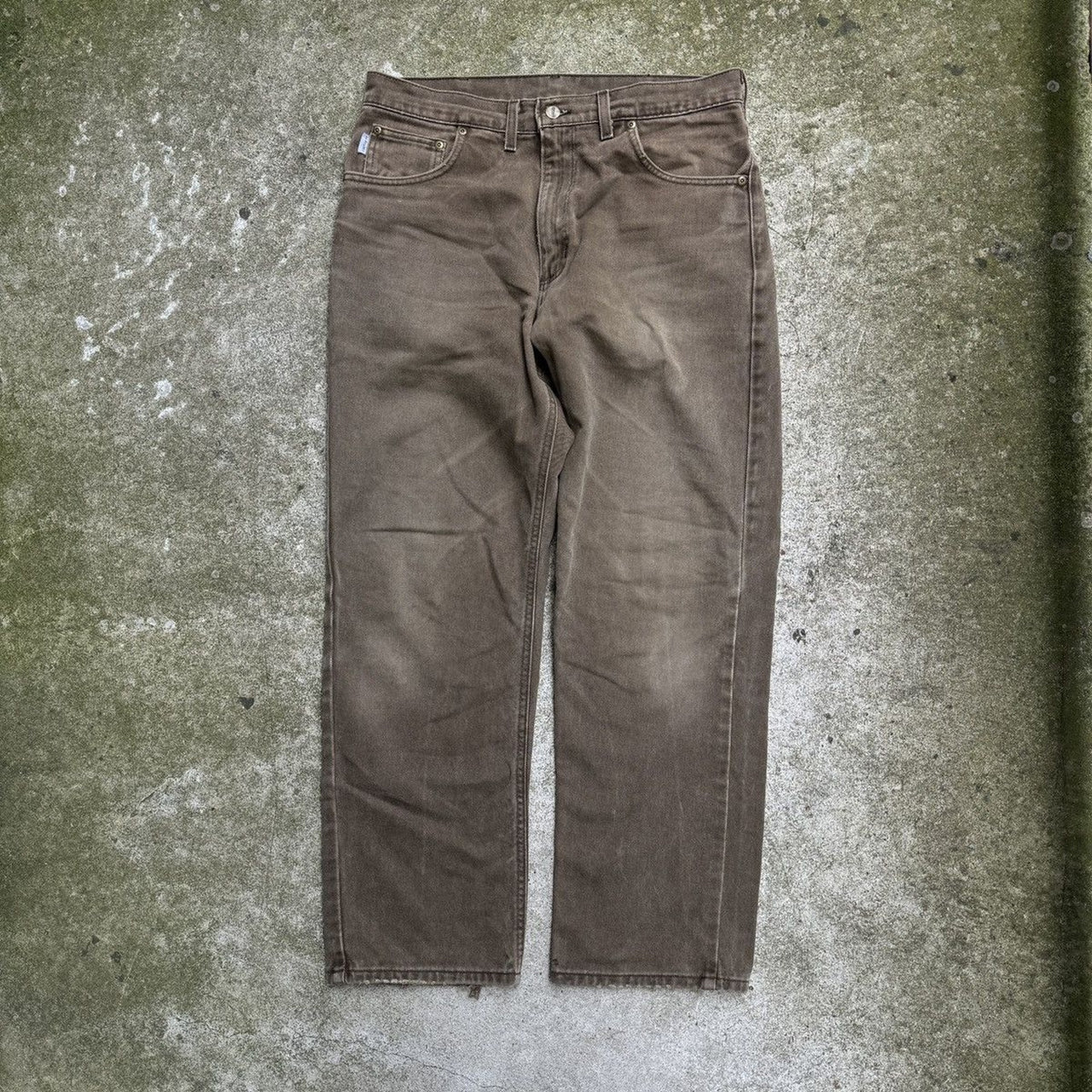 1990s CARHARTT FADED THRASHED GREEN DENIM JEANS