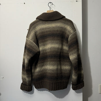 1990s RRL RALPH LAUREN HAND KNIT WOOL COWICHAN FULL ZIP SWEATER