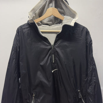 Vintage 2000s Nike Reversible Black Nylon Cotton Windbreaker Jacket