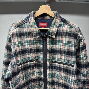 Supreme FW19 Quilted Plaid Flannel Zip Up Grunge
