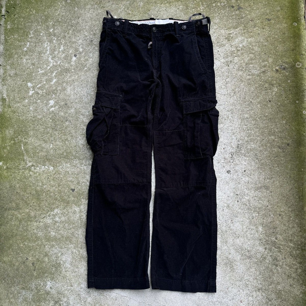 2000s Y2K GAP BAGGY BLACK CORDUROY CARGO SKATER PANTS