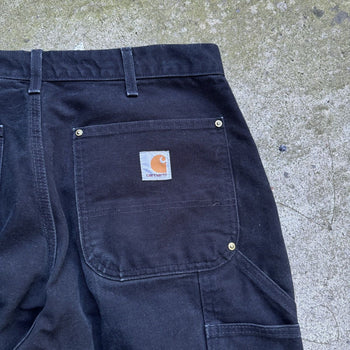 CARHARTT FADED BLACK DOUBLE KNEE PANTS