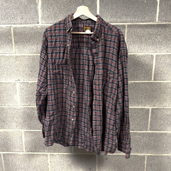 1990s Faded Plaid Grunge Flannel Shirt