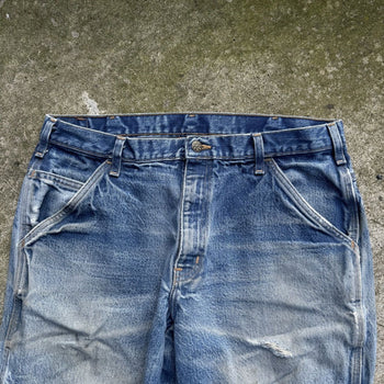 1990s THRASHED FADED MADE IN USA WORKWEAR CARPENTER DENIM JEANS