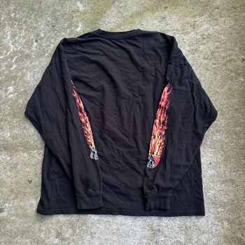 2000S RIDE IT LIKE YOU STOLE IT SKULL FLAME BIKER LONGSLEEVE TEE