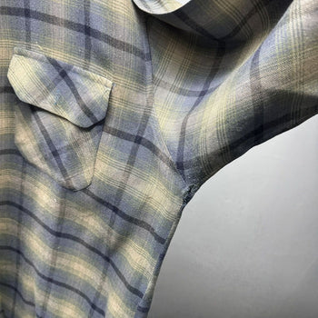 1990s Faded Distressed Plaid Flannel Shirt
