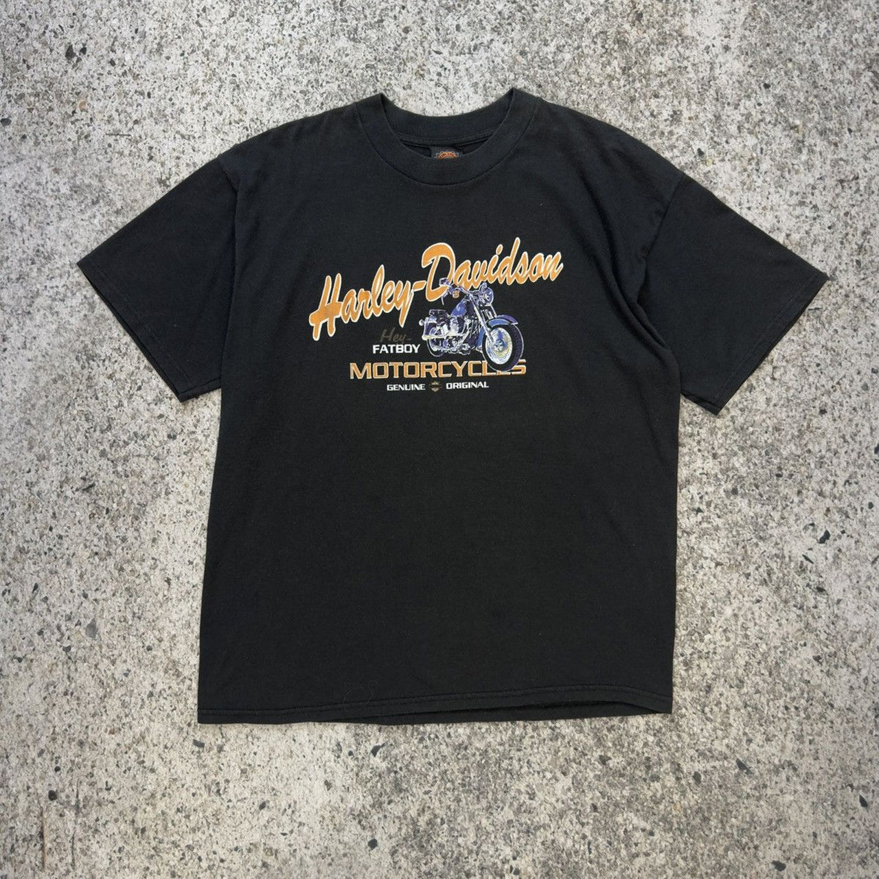 1990s Harley Davidson Faded Fatboy Motorcycles Tee