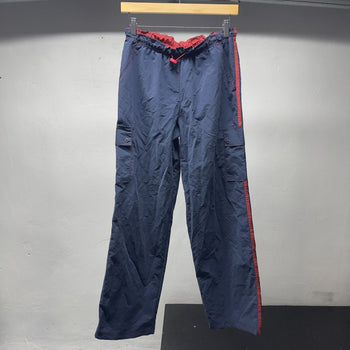 2000s Navy Blue Red Nylon Cargo Track Pants