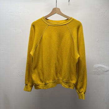 Vintage 1980s Faded Distressed Yellow Raglan Sweatshirt