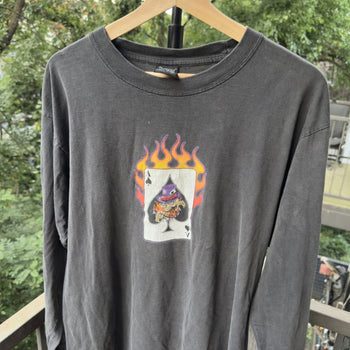 2000s Joker Ace Card Flame Longsleeve Biker Tee
