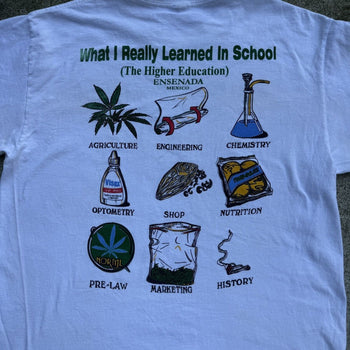 2000S WHAT I REALLY LEARNED IN SCHOOL HIGHER EDUCATION WEED TEE