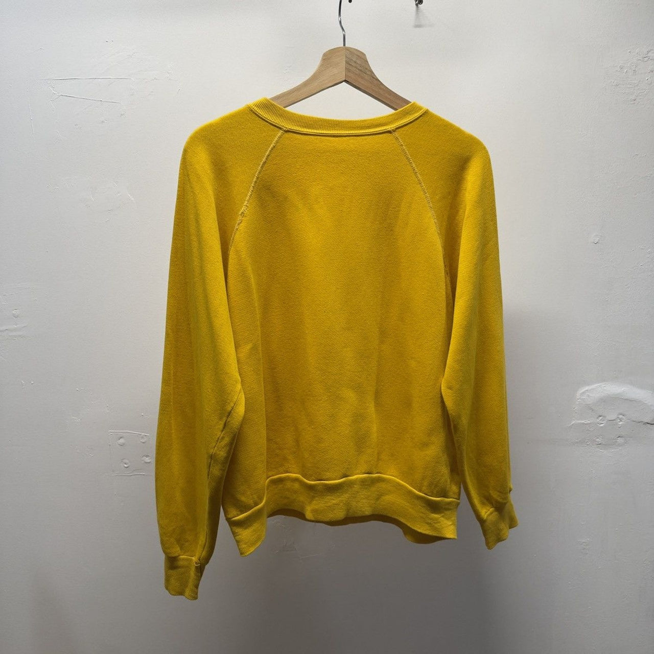 Vintage 1980s Faded Distressed Yellow Raglan Sweatshirt