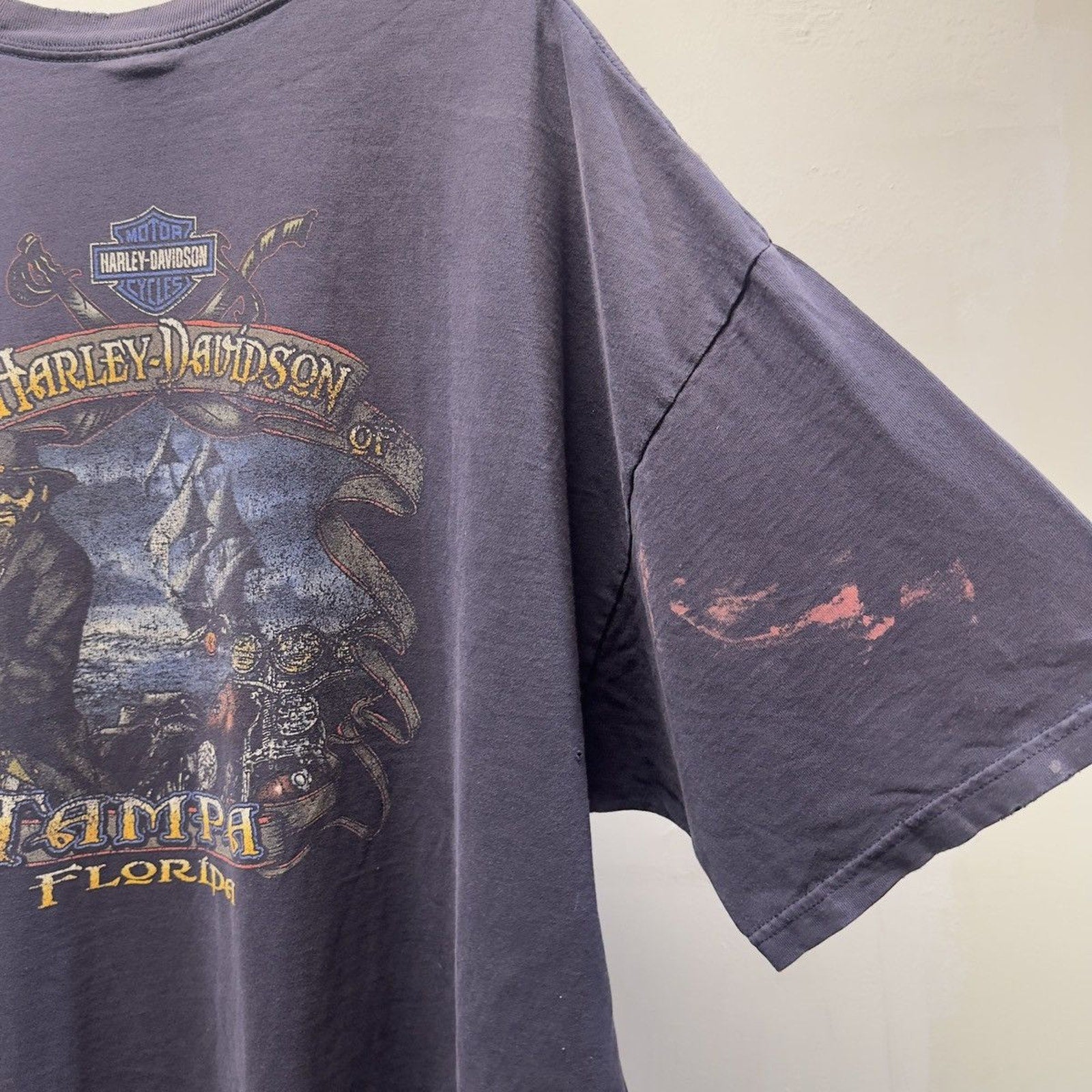 Vintage 2000s Harley Davidson Faded Distressed Skull Tee — Garment