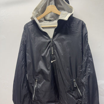 Vintage 2000s Nike Reversible Black Nylon Cotton Windbreaker Jacket