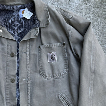 1990S CARHARTT AZTEC LINED  TRUCKER CHORE COAT JACKET