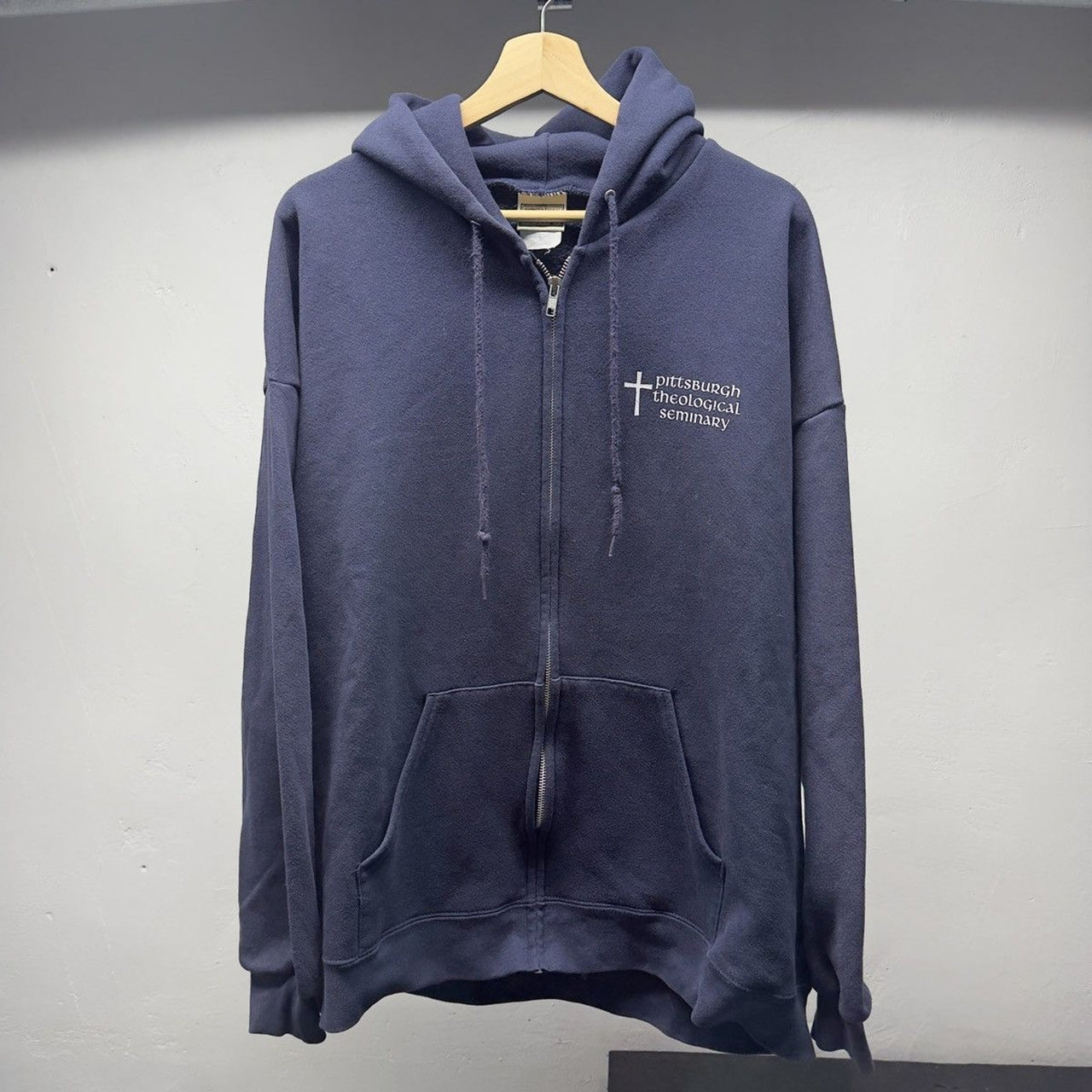 1990s Faded Theology Seminar Cross Jesus Zip Up Hoodie