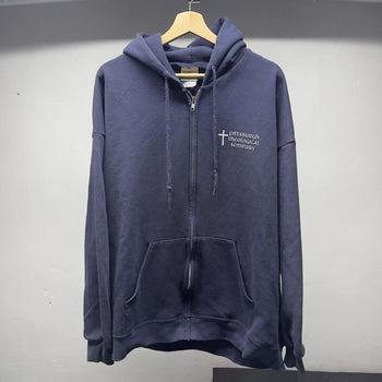 1990s Faded Theology Seminar Cross Jesus Zip Up Hoodie