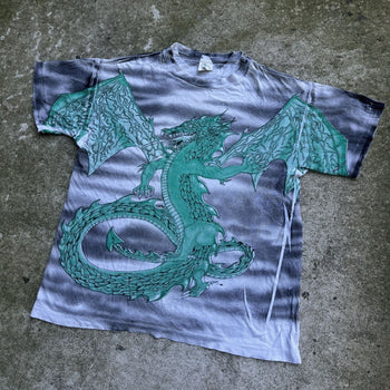 1990s DRAGON SKETCH FADED AOP TEE