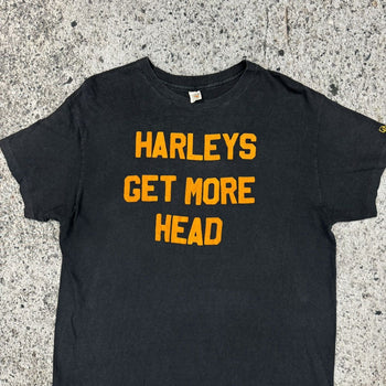 1970s HARLEY'S GET MORE HEAD FLOCK PRINT TEE