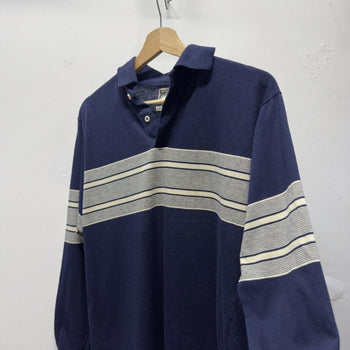 Vintage 1970s Made in USA Campus Striped Rugby Polo Shirt