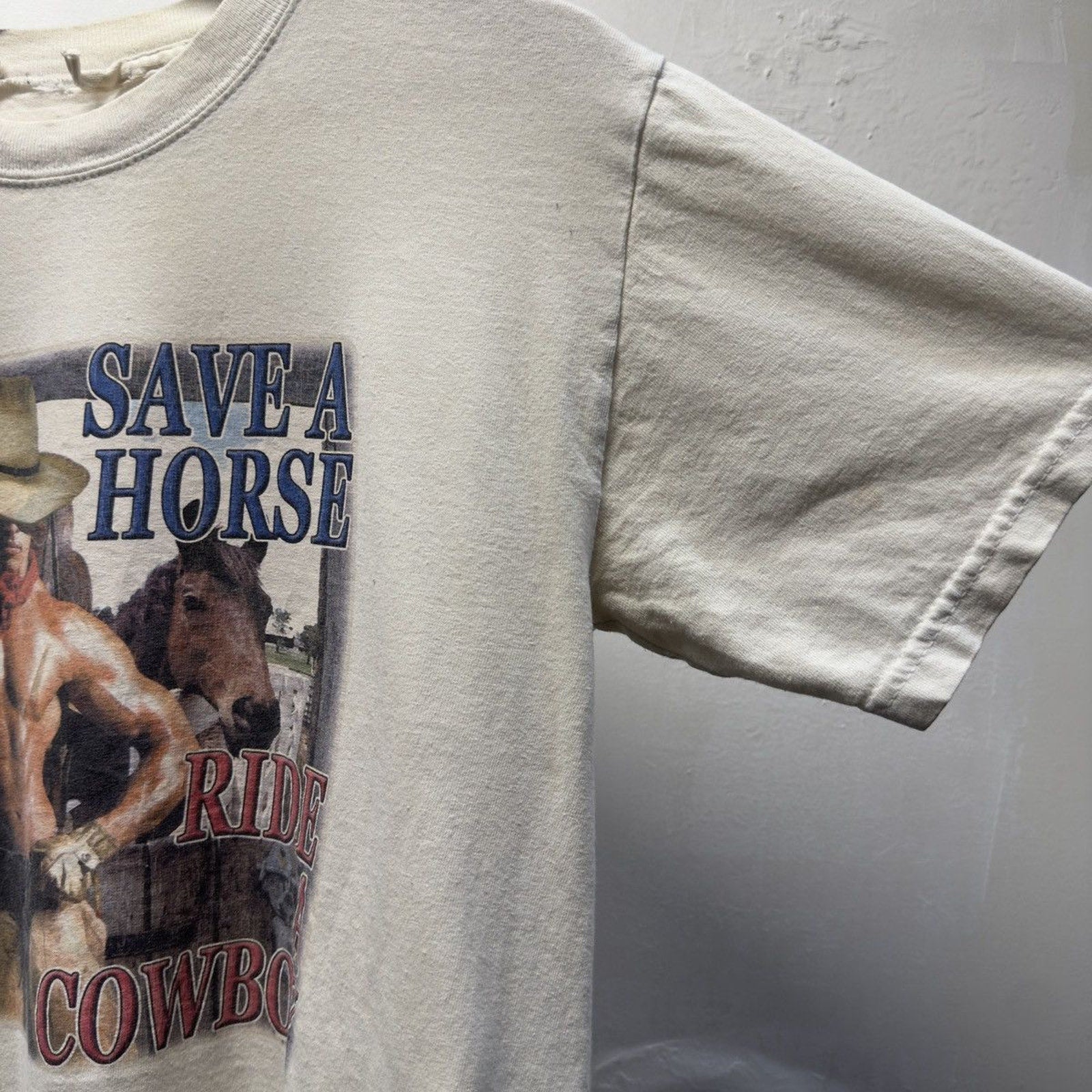 Vintage 2000s Save A Horse Ride A Cowboy Faded Tee