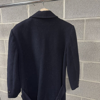 1960s Billi Navy Blue Wool Overcoat Peacoat Jacket
