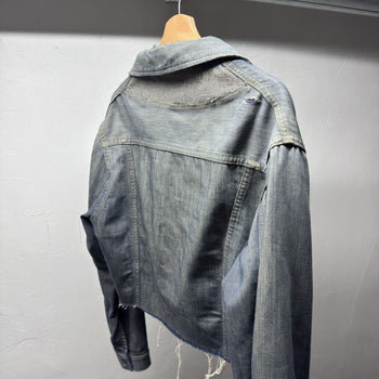 1960s 1970s Sears Thrashed Distressed Selvedge Denim Trucker Jacket