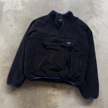 STUSSY BLACK CORDUROY SHERPA MOCK FLEECE JACKET