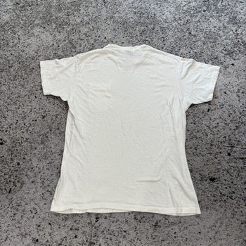 1970年代風の薄紙シングルステッチポケットTシャツ