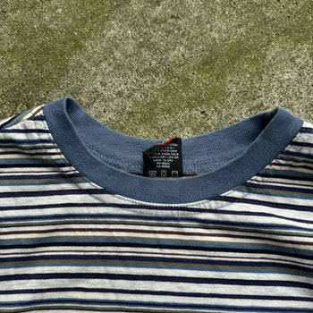 1990s Y2K NO FEAR STRIPED SKATER POCKET TEE SHIRT