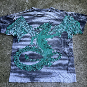 1990s DRAGON SKETCH FADED AOP TEE